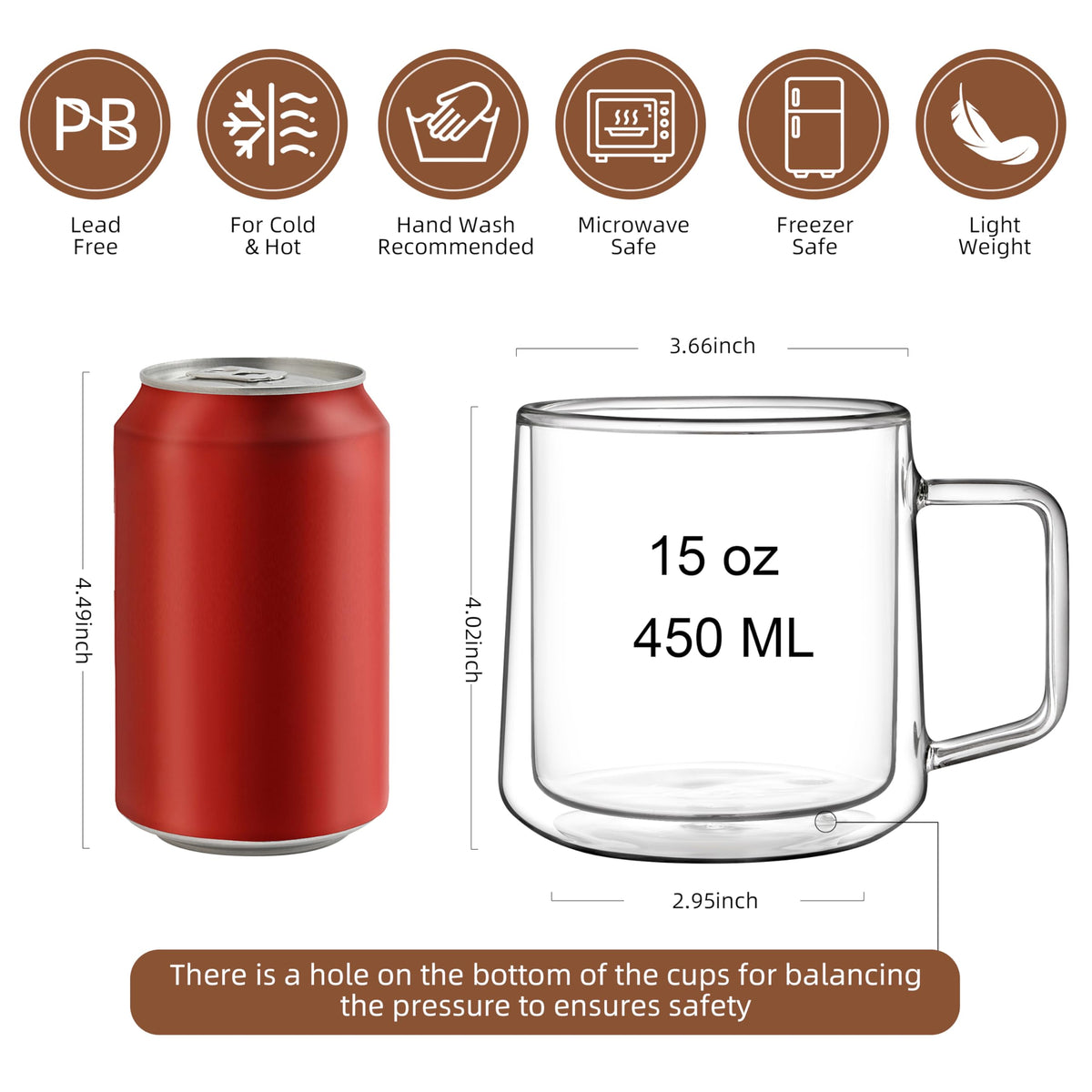 CNGLASS 15oz mug inside view shows lightweight borosilicate clarity.