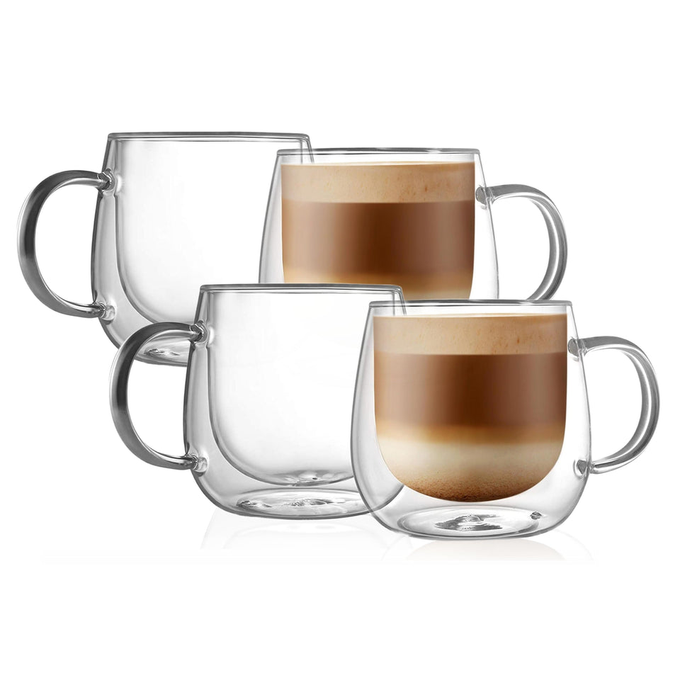 CNGLASS 16oz double-walled mug with handle keeps coffee hot without burning fingers