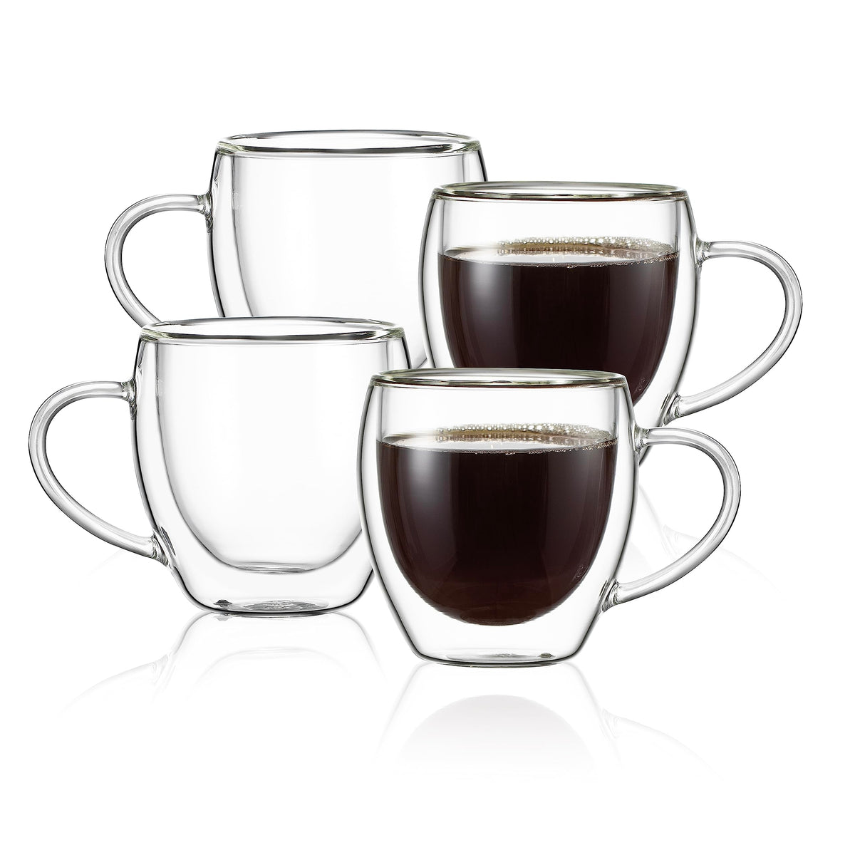 CNGLASS 5oz espresso mug set in clear glass for an elegant morning espresso experience.