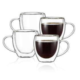 CNGLASS 5oz espresso mug set in clear glass for an elegant morning espresso experience.