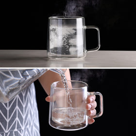 CNGLASS borosilicate glass close-up highlighting double-wall design.
