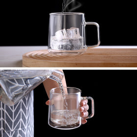 CNGLASS borosilicate mug with wide bore, easy to clean and pour tea or coffee