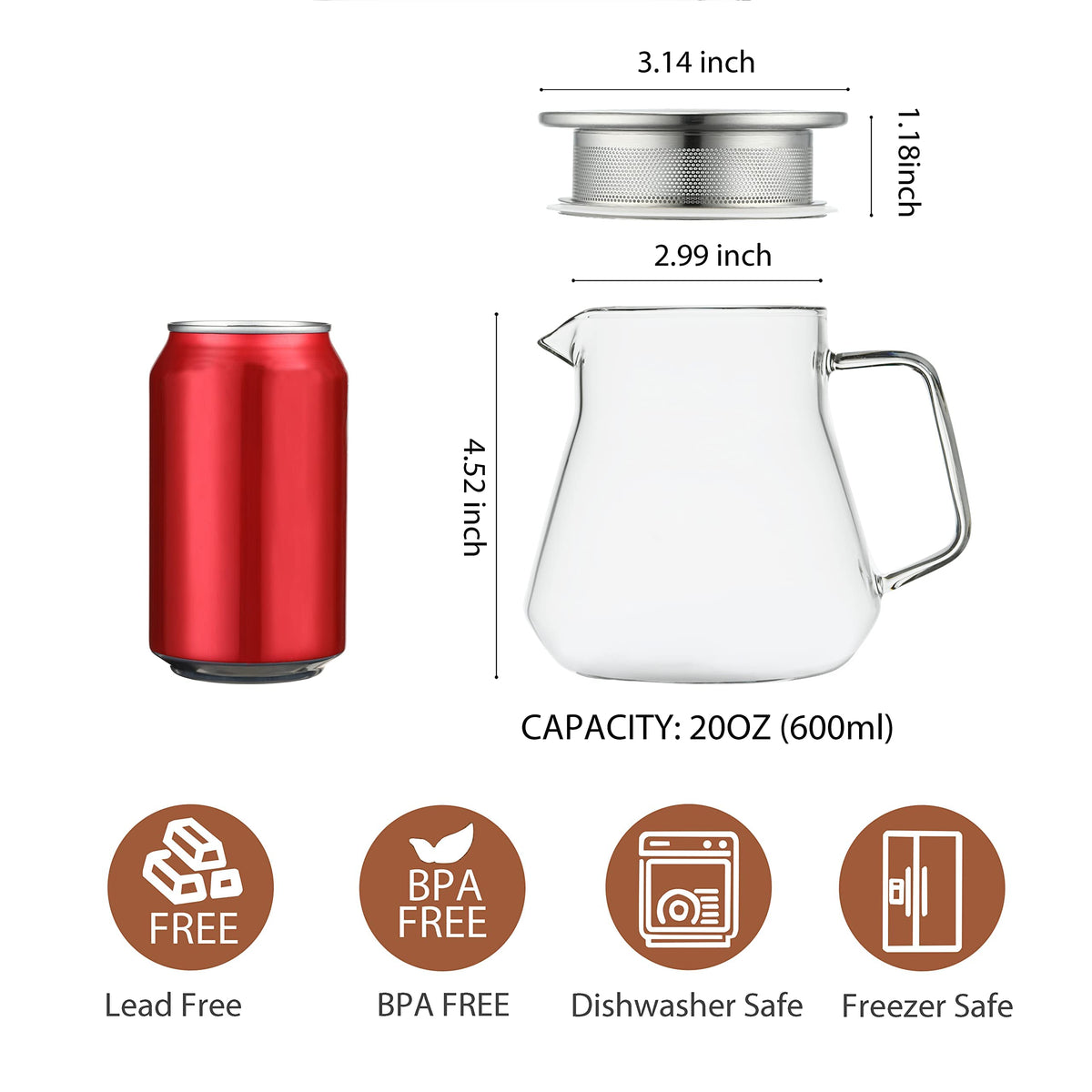 CNGLASS borosilicate glass teapot showcasing clear brewing.