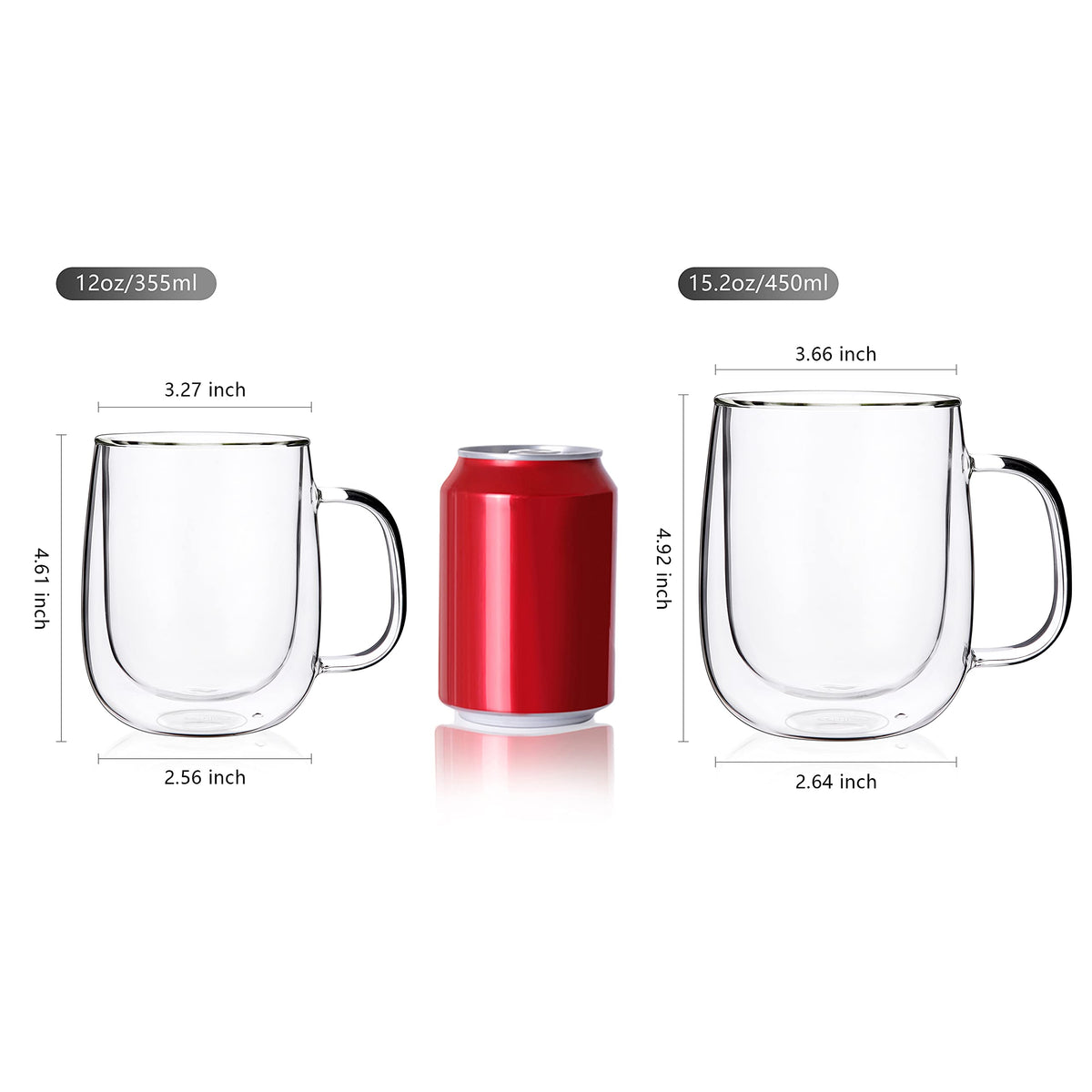 CNGLASS clear borosilicate mug with handle, comfortable grip for hot drinks
