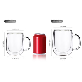 CNGLASS clear borosilicate mug with handle, comfortable grip for hot drinks