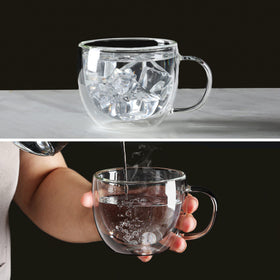 CNGLASS clear insulated mug highlights beverage purity without sweating.