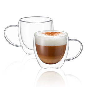 CNGLASS double-wall mug with handle keeps drinks hot and hands cool.