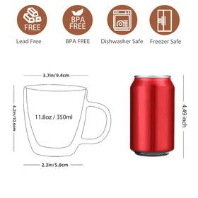 CNGLASS double-wall insulated mug keeps hot beverages while keeping hands cool.
