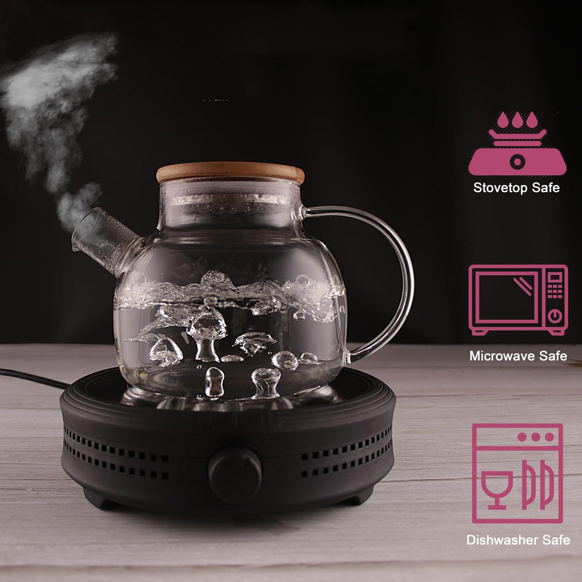CNGLASS ergonomic handle for comfortable pouring during tea time