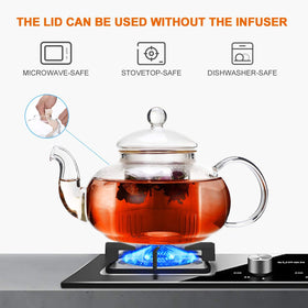 CNGLASS glass teapot removable infuser enables easy cleaning and flexible brewing