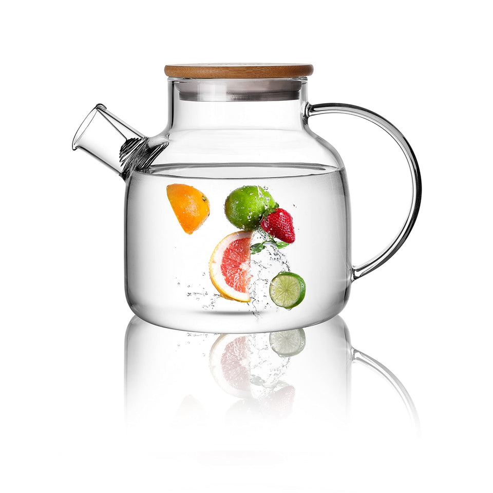 CNGLASS glass teapot on stove showing clear borosilicate walls for stovetop use