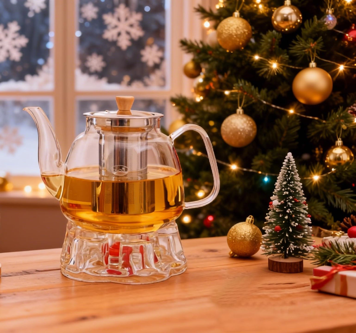 CNGLASS teapot wooden lid stays cool to touch during heating