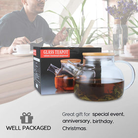 CNGLASS teapot showcases loose leaf filter keeping tea bits away