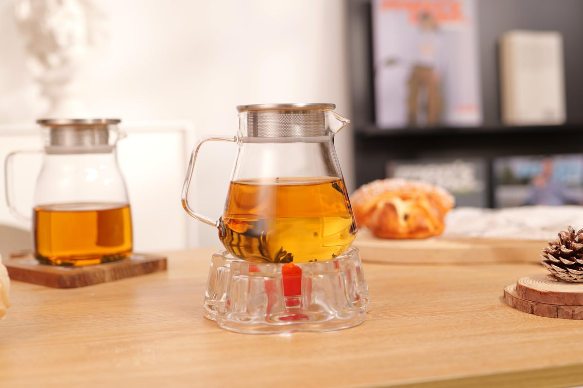 CNGLASS multi-use teapot ideal for loose leaf or blooming teas and gifts.