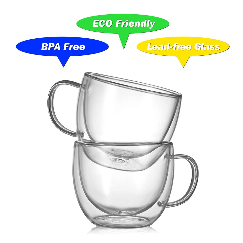 CNGLASS no-sweat insulated mug minimizes condensation.