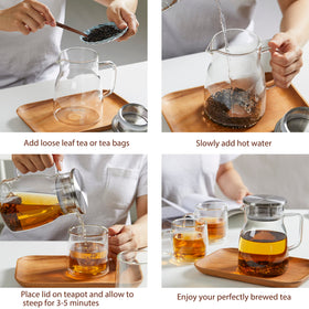 CNGLASS One-Touch Teapot blooming tea brewing showcasing flower expansion