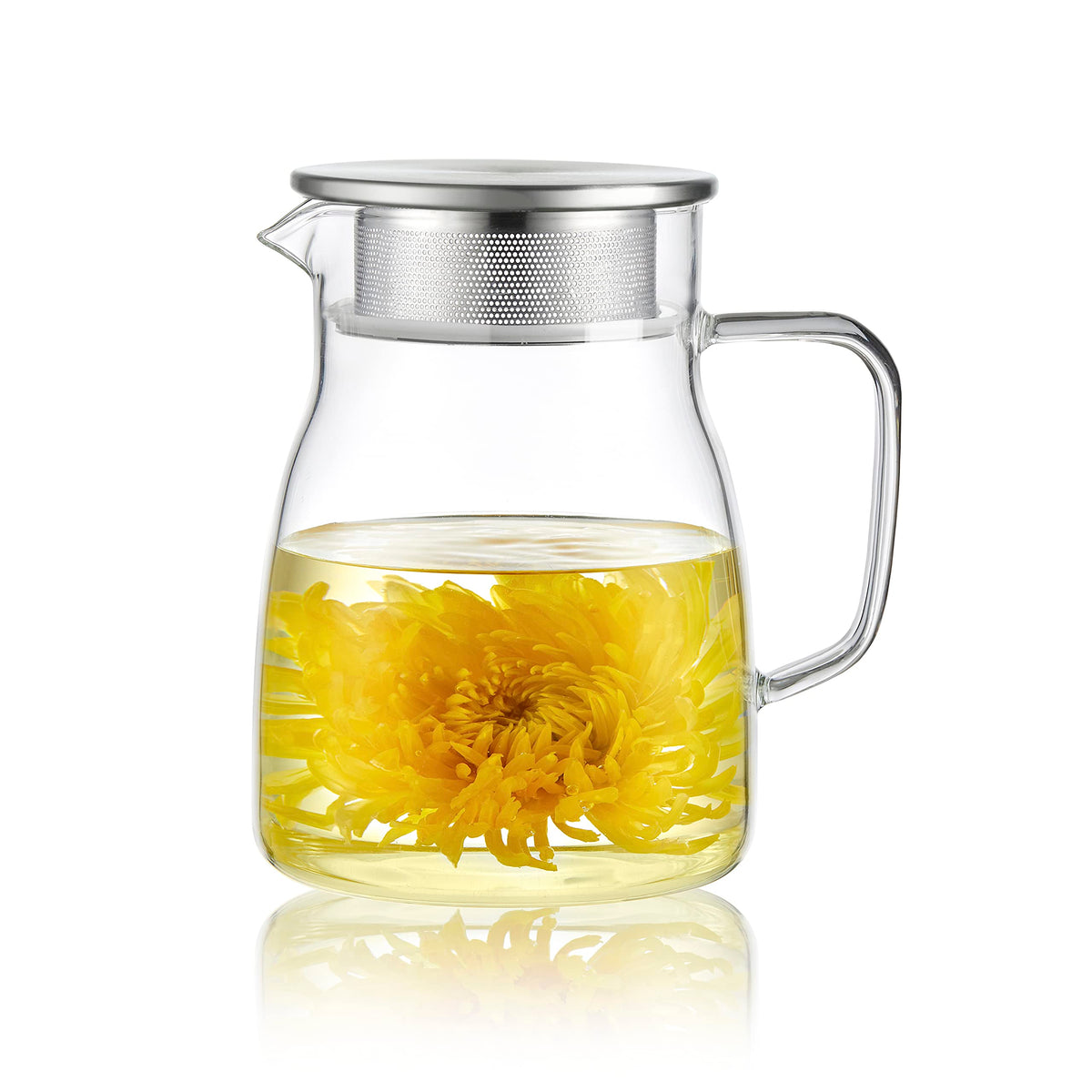 CNGLASS One-Touch Teapot showing full glass body for elegant brewing and easy monitoring