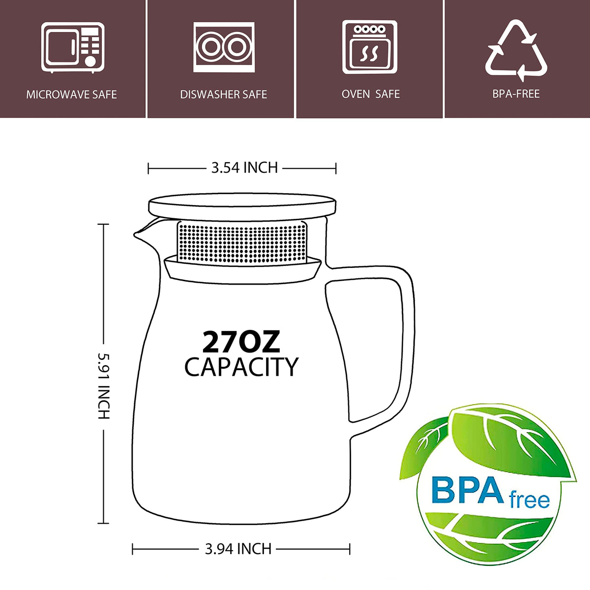 CNGLASS One-Touch Teapot pour spout design enables smooth, drip-free serving