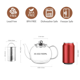 CNGLASS removable infuser for loose leaf and blooming teas