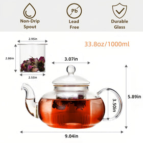 CNGLASS stove-safe borosilicate teapot for direct heating on stovetops