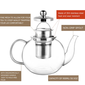 CNGLASS stovetop safe borosilicate teapot for fast heating