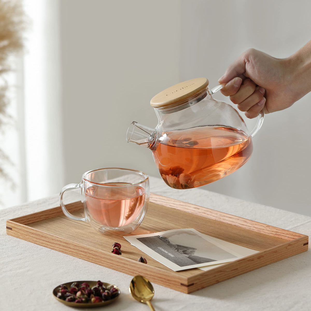 CNGlass teapot suitable for blooming tea and loose leaf blends
