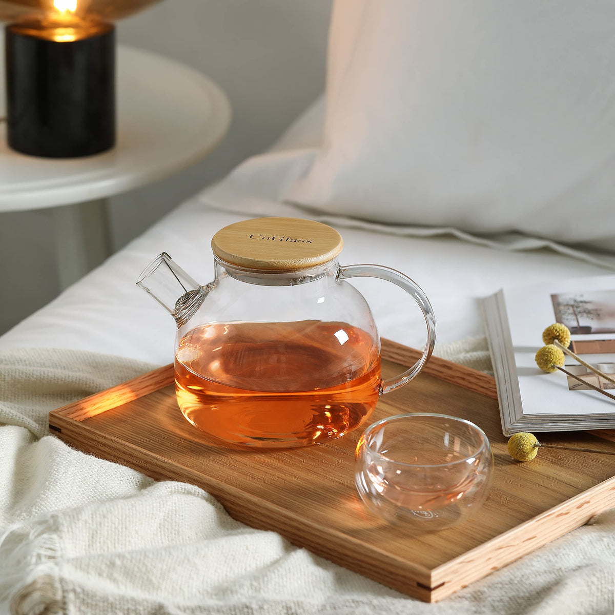 CNGlass 900ml teapot capacity for 2-4 cups of tea