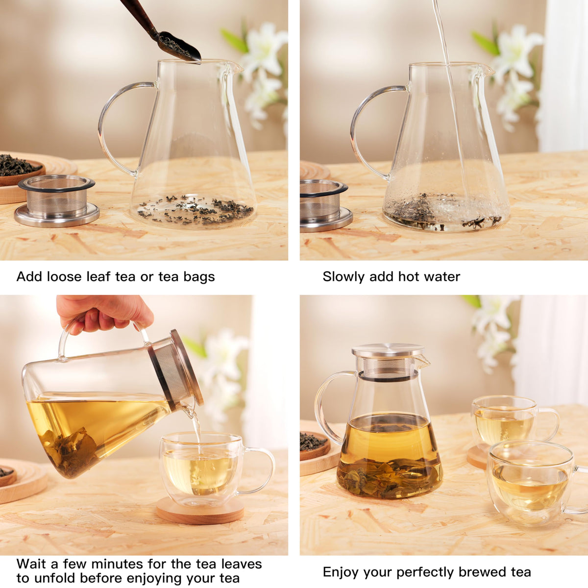 CNGLASS teapot makes a gift for tea lovers and office use
