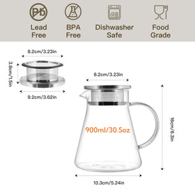 CNGLASS teapot with clear glass for quick, viewable brewing