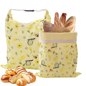 Cnkaite beeswax bread bag 17x13 front view showing breathable storage for fresh sourdough