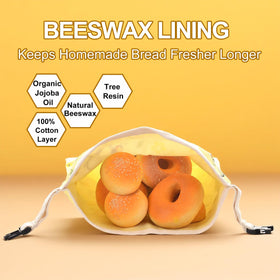 Cnkaite beeswax bread bag roll-top closure keeps bread airtight and reachable