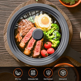 CnSneg silicone rim airtight seal on lid for secure cooking.