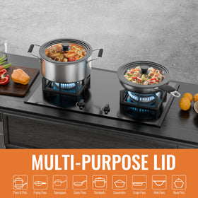 CnSneg steam vent and stainless knob reduce spills and keep counters clean.