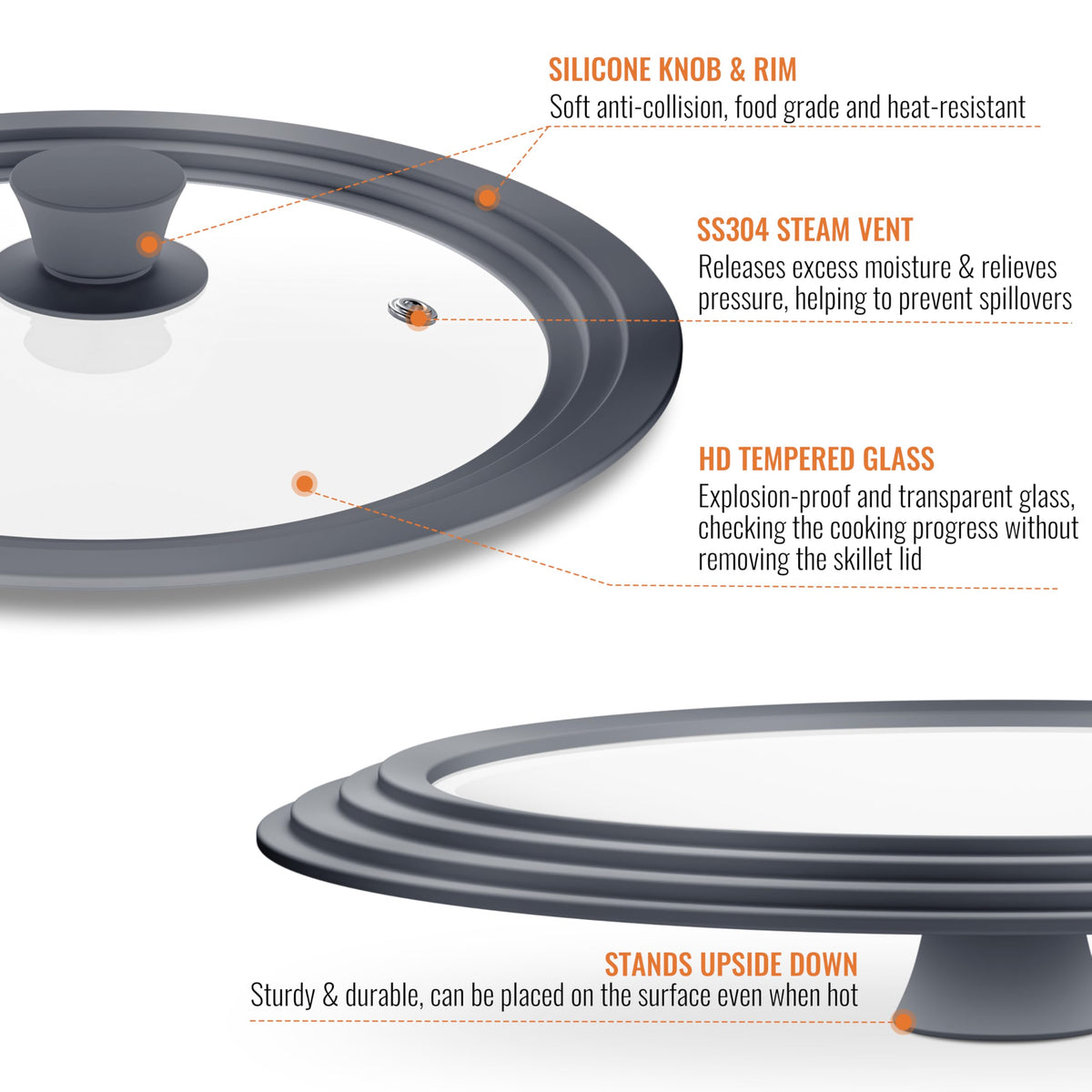 CnSneg storage-friendly lid rests flat on counter for organized kitchens.