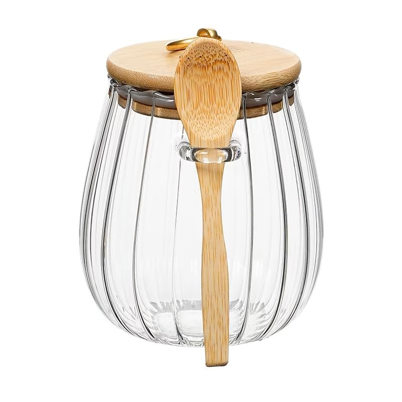 CNWSGEM sugar bowl with clear glass and lid for quick access to contents