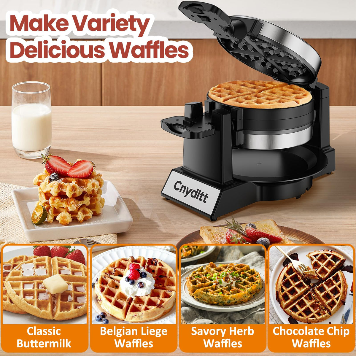 Cnydltt double waffle plates nonstick for quick release.