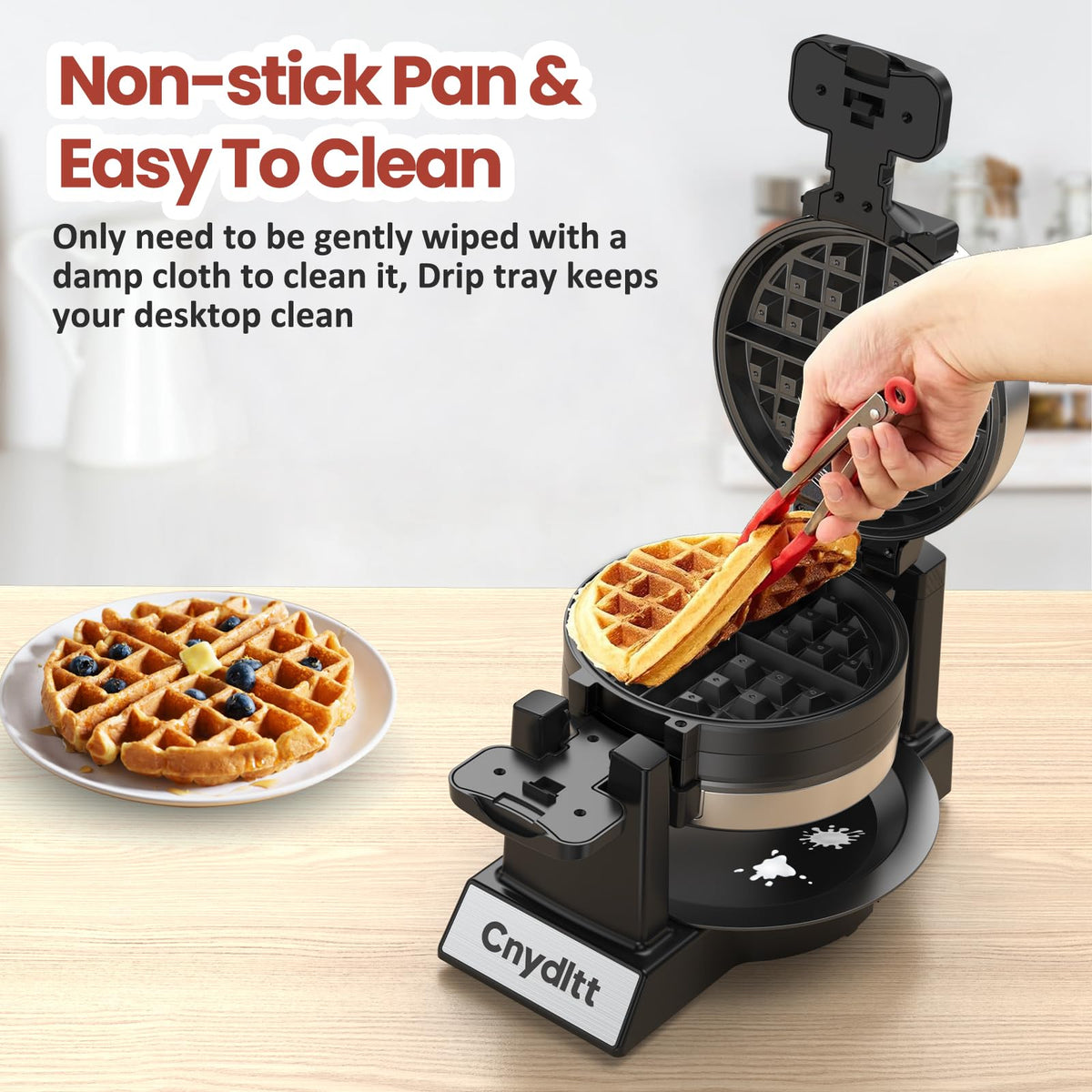 Cnydltt removable drip tray catches spills during cooking.