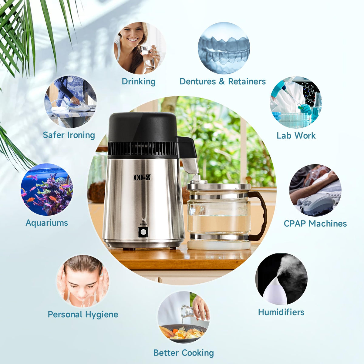 CO-Z 4L distiller designed for 110-120V power setup in homes and offices