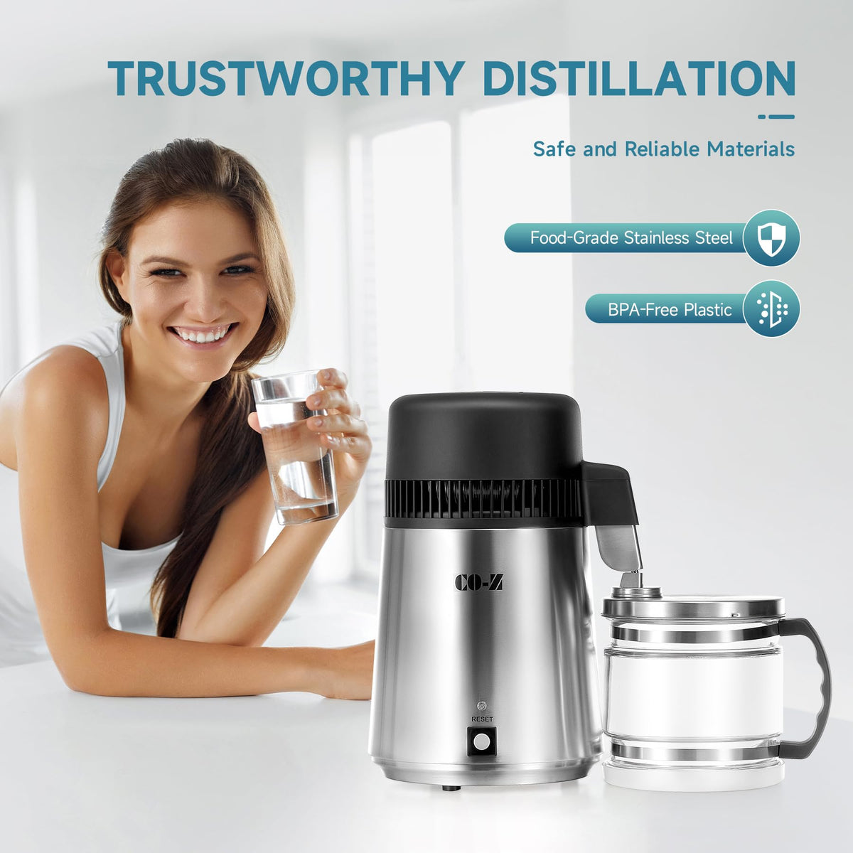 CO-Z 4L distiller auto-off safety feature at 302 F for worry-free operation