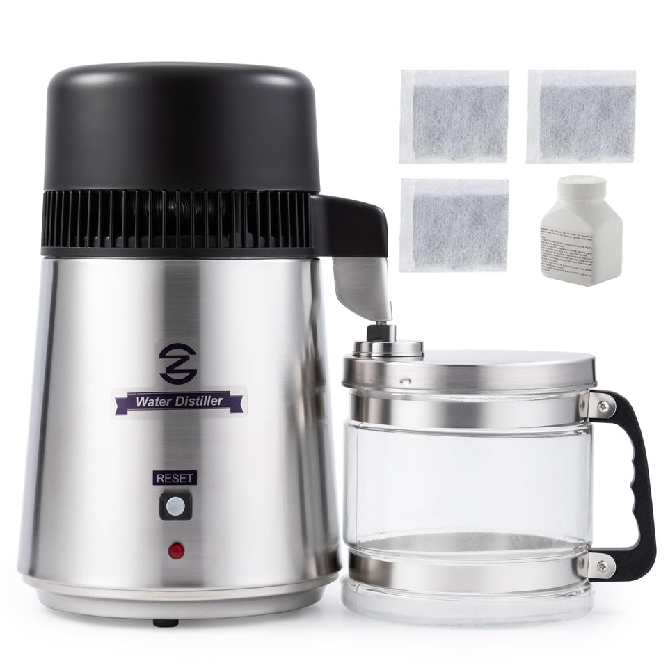 CO-Z 4L distiller front view with brushed stainless steel for home water purification