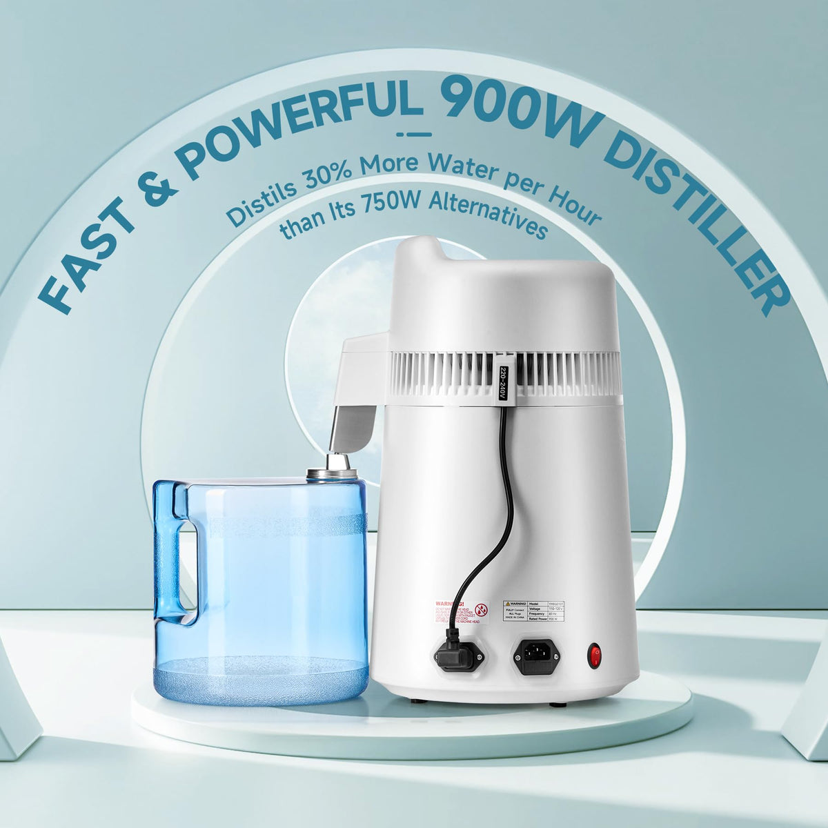 CO-Z 6L water distiller side view suitable for countertops