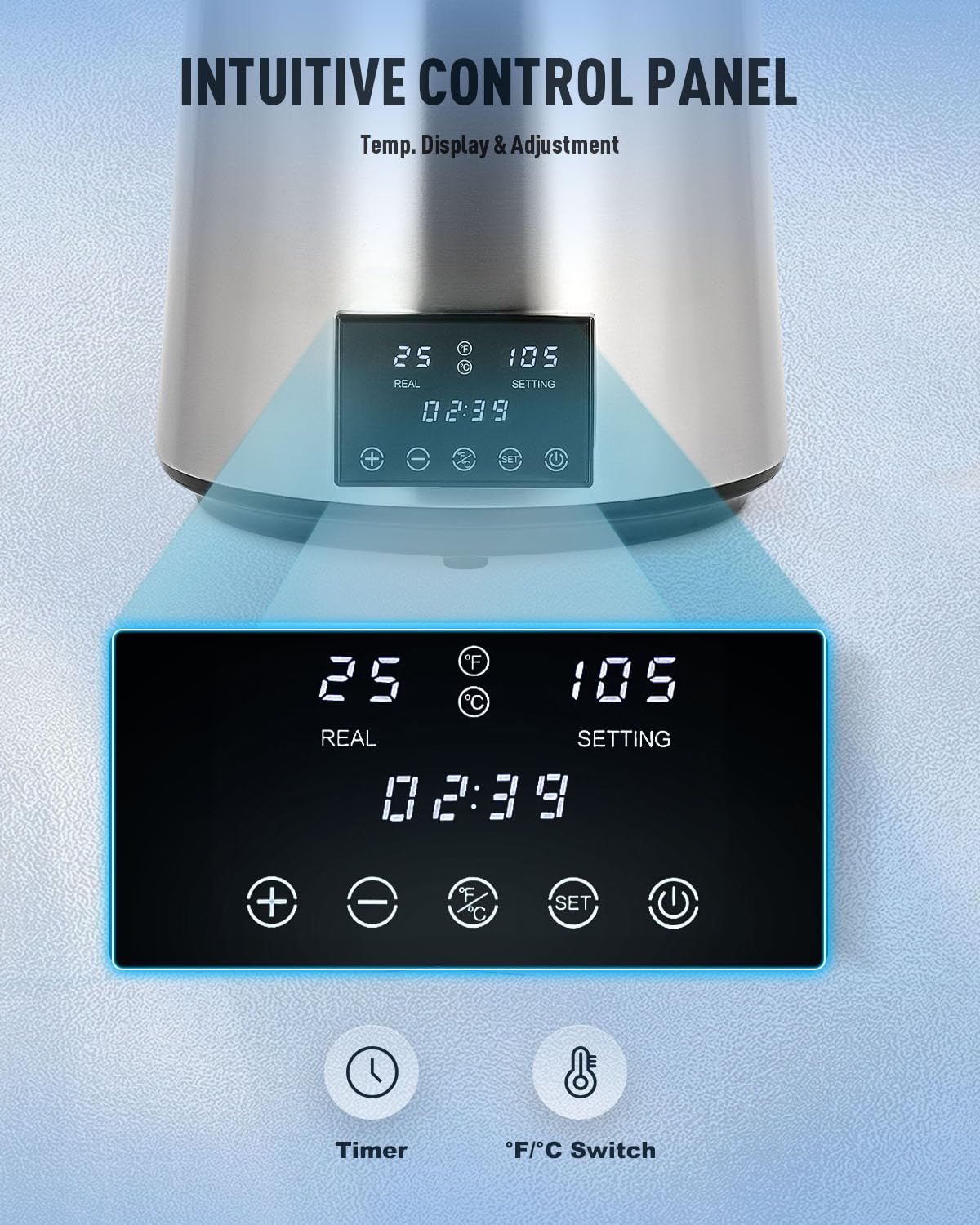 CO-Z distiller dual temperature display shows progress