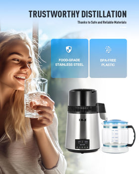 CO-Z distiller stainless steel body front view for durability