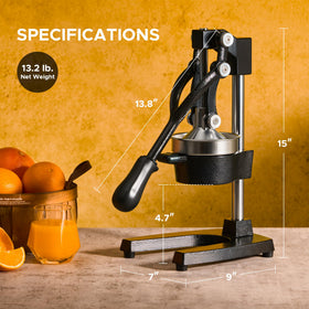 CO-Z manual citrus juicer cast-iron body withstands daily use.