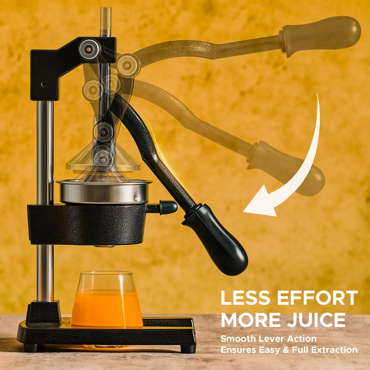 CO-Z manual citrus juicer stainless-steel contact parts ensure safe, clean juice.