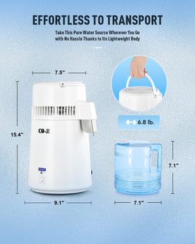 CO-Z water distiller stainless steel interior designed for durability and simple cleaning.