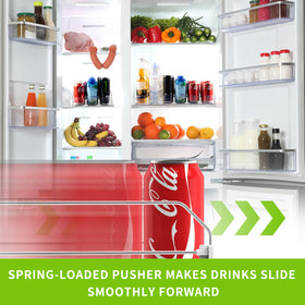 Coanto Drink Organizer in fridge side view showing adjustable rails.