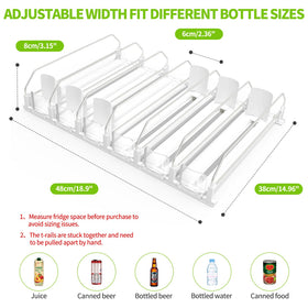 Coanto Fridge Organizer with varied can sizes showing versatile storage.