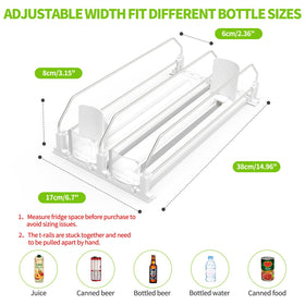 Coanto horizontal rails detail showcasing adjustable width for various bottle sizes.