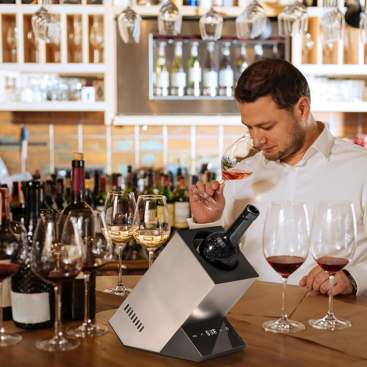 Cobalance wine chiller cooling action delivering consistent chill